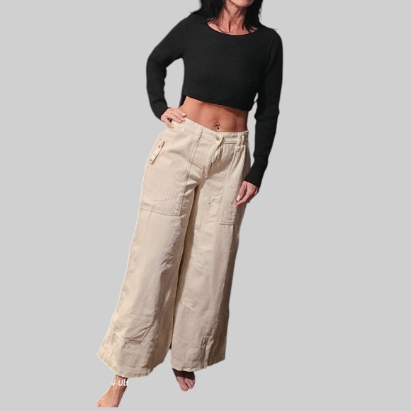 BDG Pants - BDG Women's Cream Wide-Leg Cropped Pants